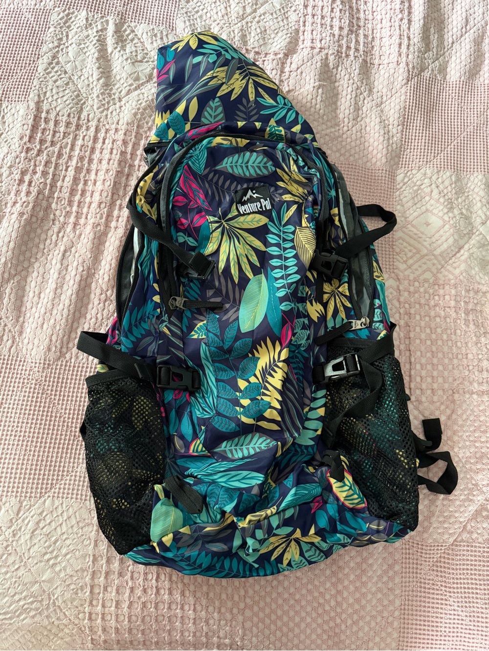 Women's Tropical Leaf Backpack - Blue/Green